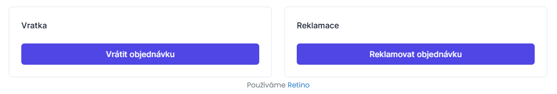 Nastavení funkce Odstoupení od smlouvy a Reklamace pomocí služby Retino